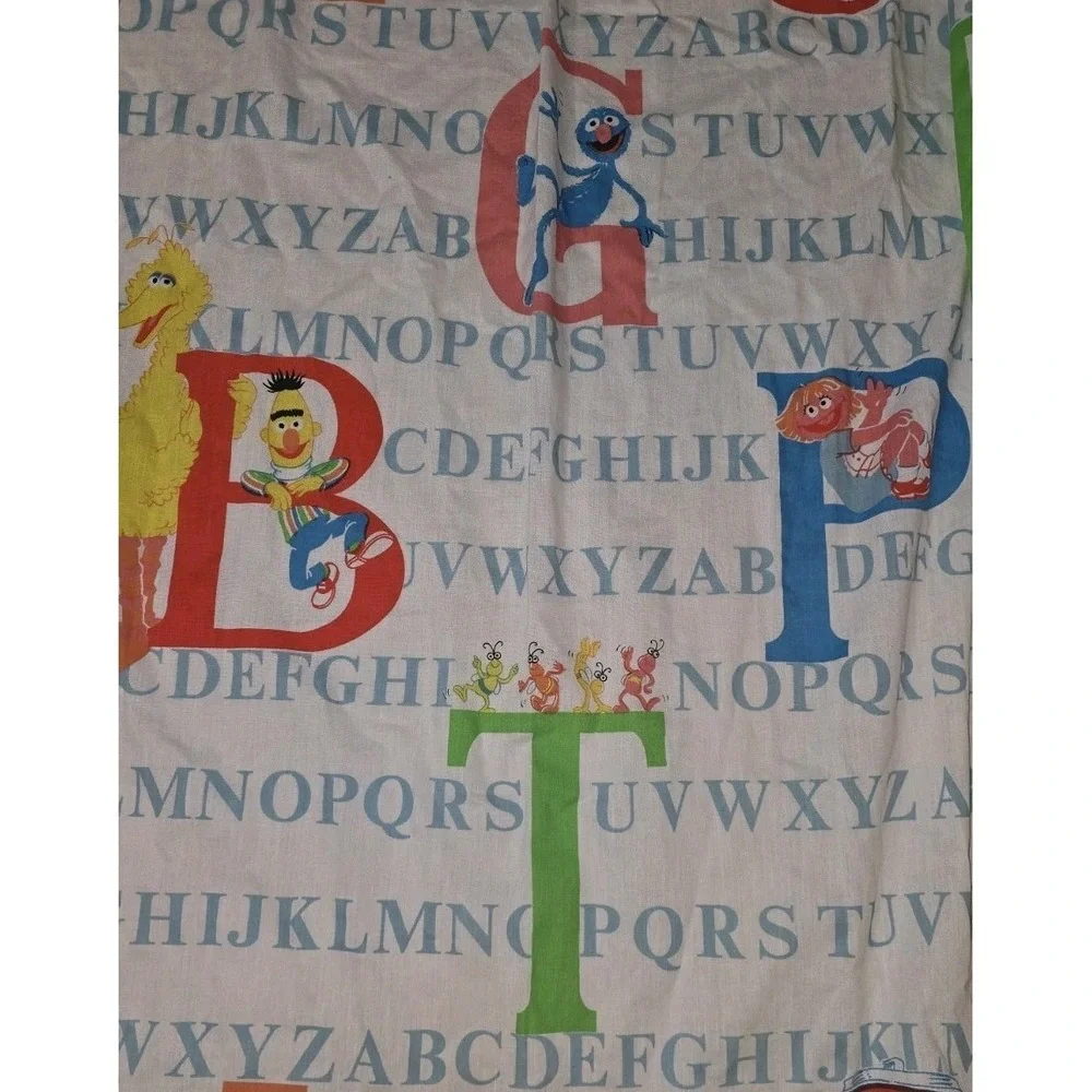 Sesame Street Alphabet Curtains 2 Panels VTG Pinch Pleat Primary Colors Big Bird
